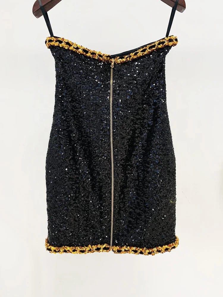 OUDINA In Stock New Style Star Sequin Party Fashion Heavy Industry Chain Tube Top Dress Women