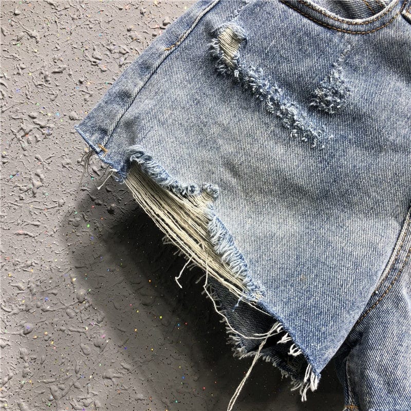 OUDINA Korean Ripped Denim Shorts For Women Bale Casual Slim Hot Pants Women Hole Denim Shorts