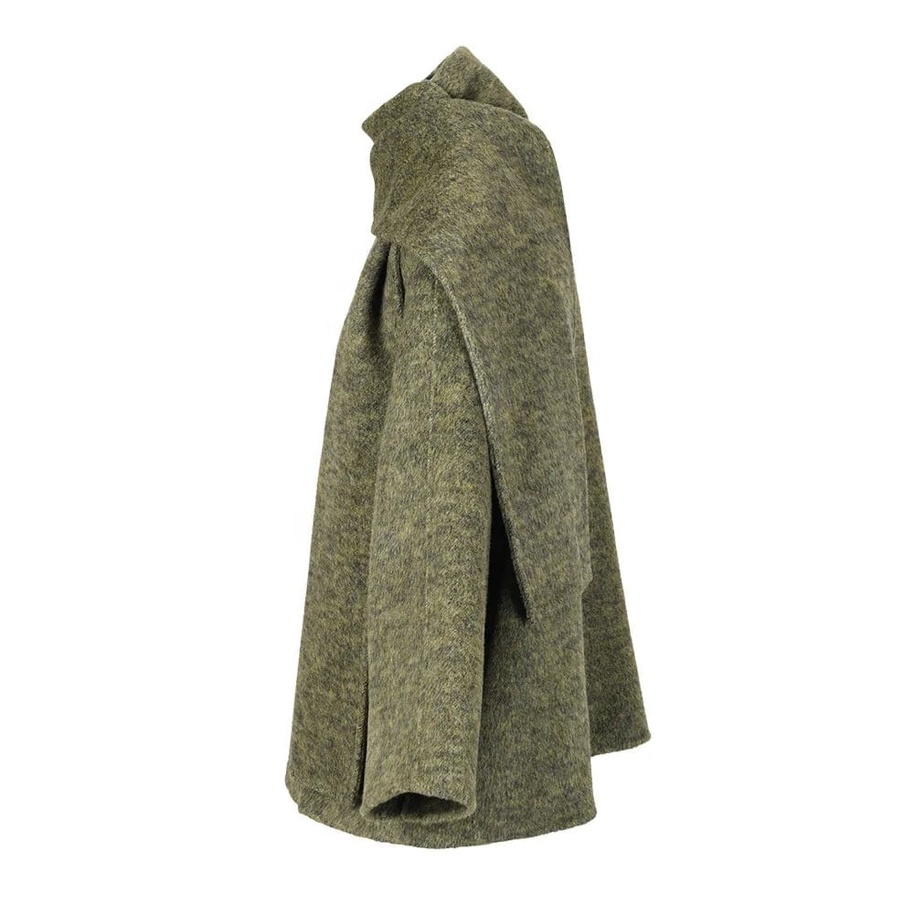OUDINA Korean Style Double-sided Woolen Coats For Women Spring New Style Detachable Scarf Collar Loose Casual Coat