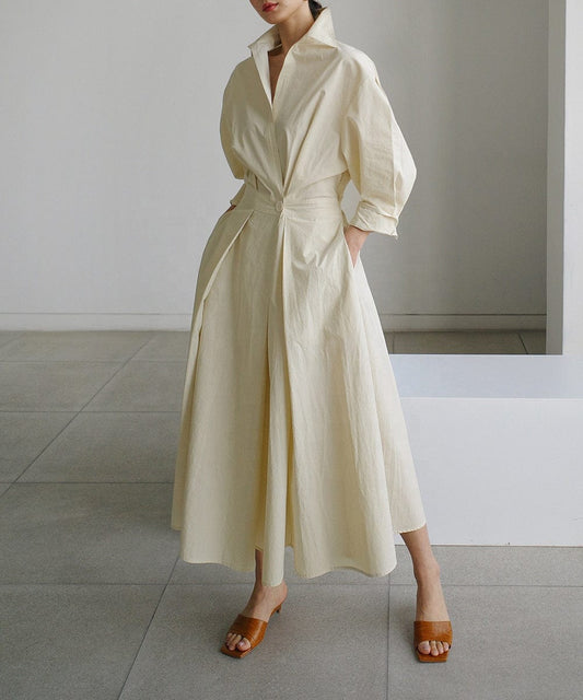 OUDINA Minimalist Style New Loose Dress Female Long Korean Elegant Summer Casual Vintage Dresses Woman Dress