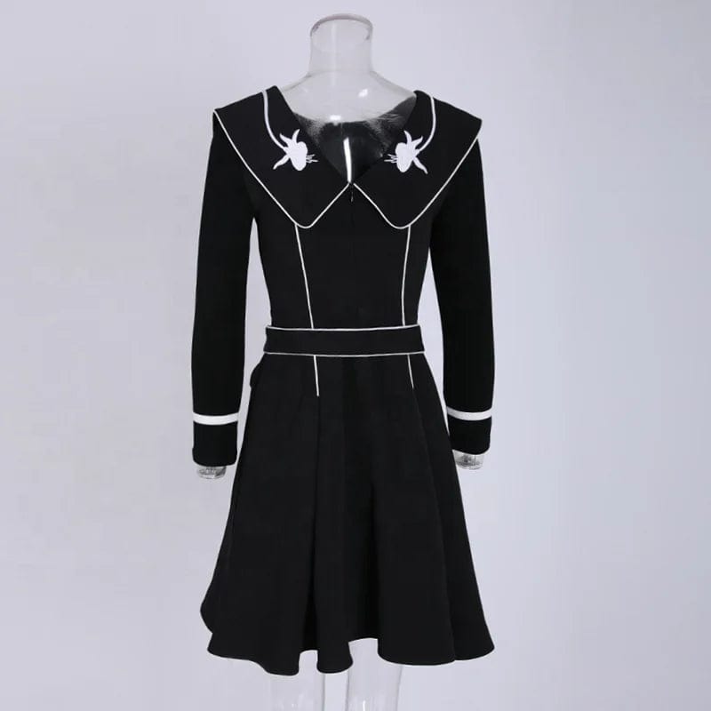 OUDINA National Style Retro Heavy Industry Flower Embroidery Waist Dress Square Neck Design Ruffle Dresses Women