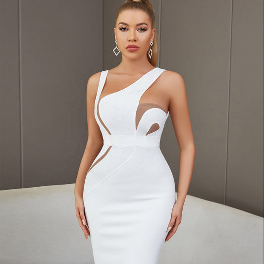 OUDINA New Arrivals Off Shoulder Tight Backless Sexy Dresses Elegant Women Evening Dress 2023