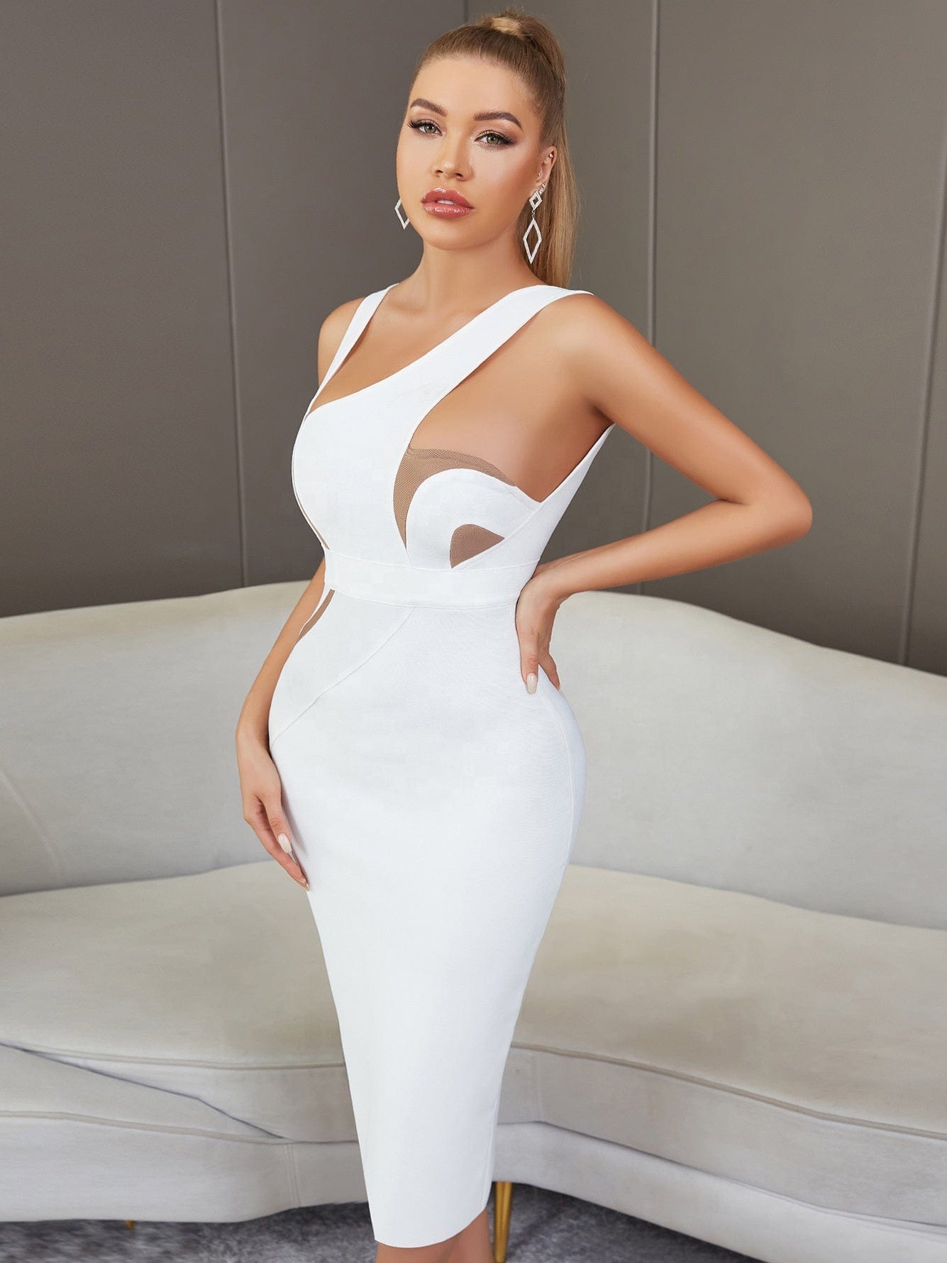 OUDINA New Arrivals Off Shoulder Tight Backless Sexy Dresses Elegant Women Evening Dress 2023