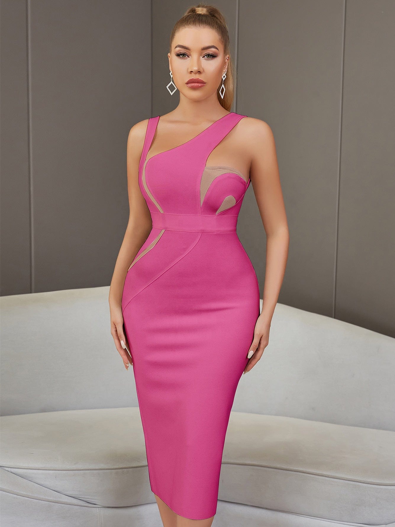 OUDINA New Arrivals Off Shoulder Tight Backless Sexy Dresses Elegant Women Evening Dress 2023