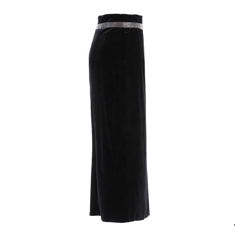 OUDINA New Arrivals Velvet Vintage Casual midi Long Pencil Women Office Skirts For Ladies Vintage Skirt
