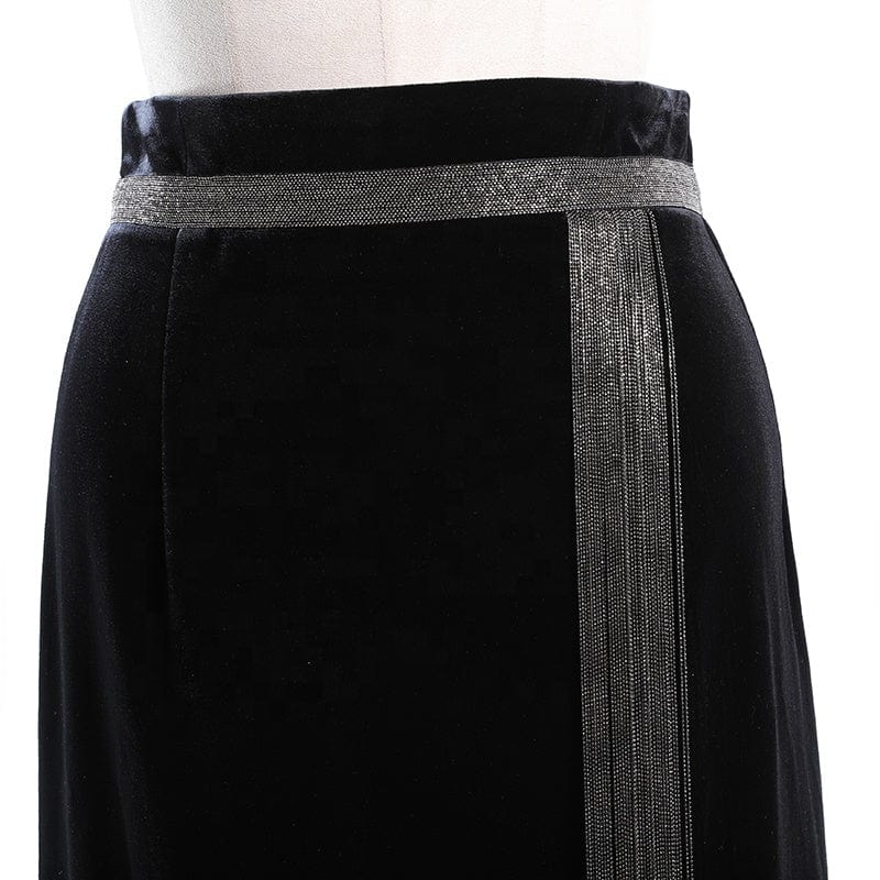 OUDINA New Arrivals Velvet Vintage Casual midi Long Pencil Women Office Skirts For Ladies Vintage Skirt