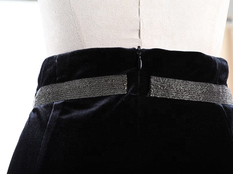 OUDINA New Arrivals Velvet Vintage Casual midi Long Pencil Women Office Skirts For Ladies Vintage Skirt