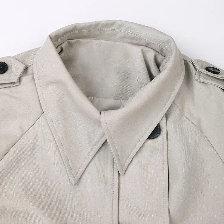 OUDINA New British Style Short Trench Coat Lapel Design Double Breasted Casual Ladies Jackets And Coats