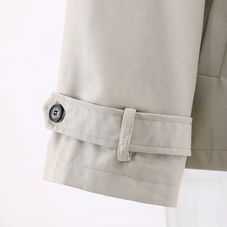 OUDINA New British Style Short Trench Coat Lapel Design Double Breasted Casual Ladies Jackets And Coats