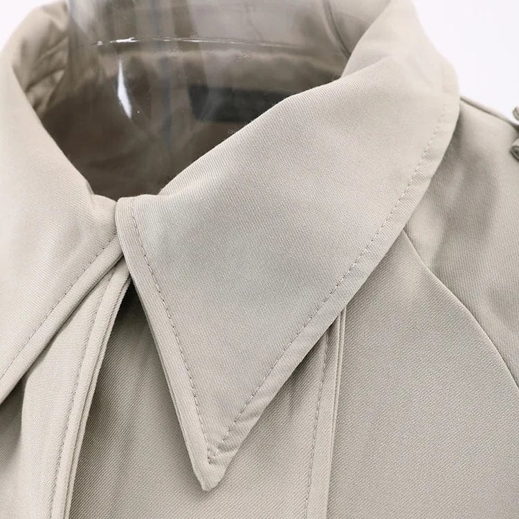 OUDINA New British Style Short Trench Coat Lapel Design Double Breasted Casual Ladies Jackets And Coats