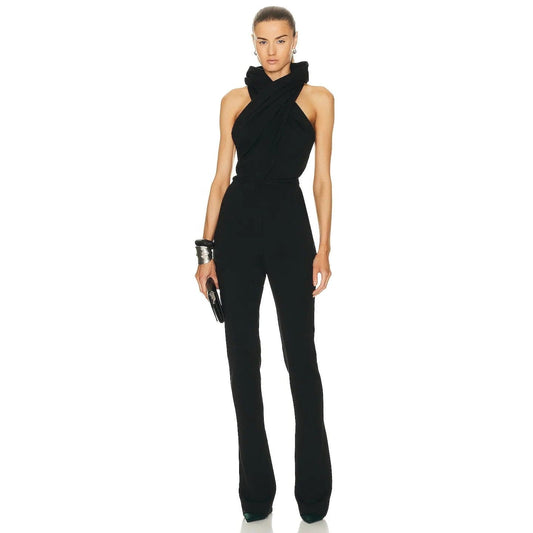 OUDINA New Fashion Clothes Black Backless Pocket Hoodie Rompers Women Jumpsuit Playsuits Women's Jumpsuits