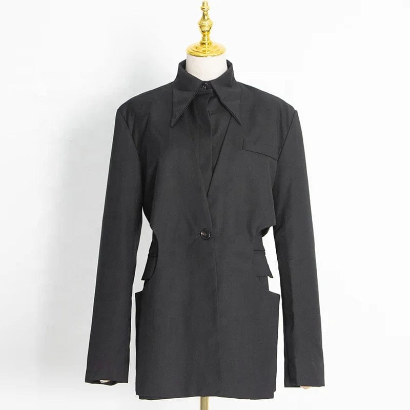 OUDINA New Fashion Commuter Style Ladies Blazers Trendy Design Hollow Women's Suits & Blazers