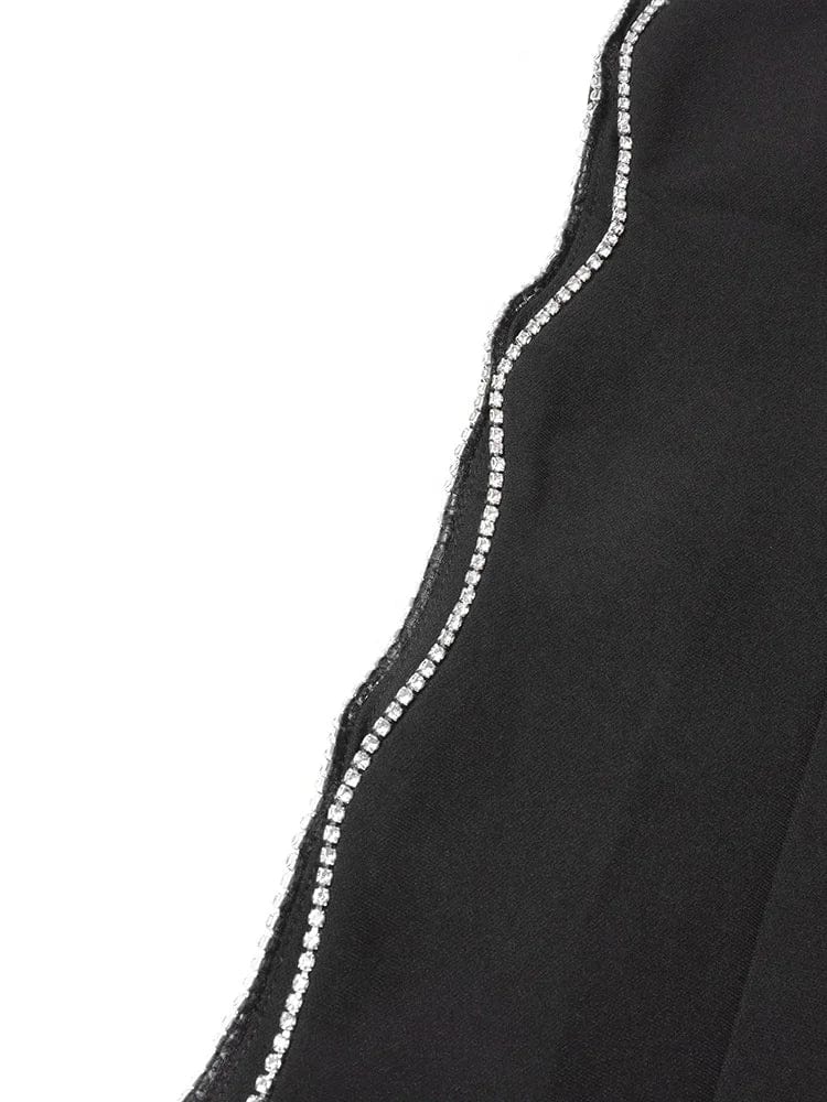 OUDINA New Fashion Style Hollow Out Rhinestone Sleeves Pearl Belt Slim Suit Blazer Women 2023