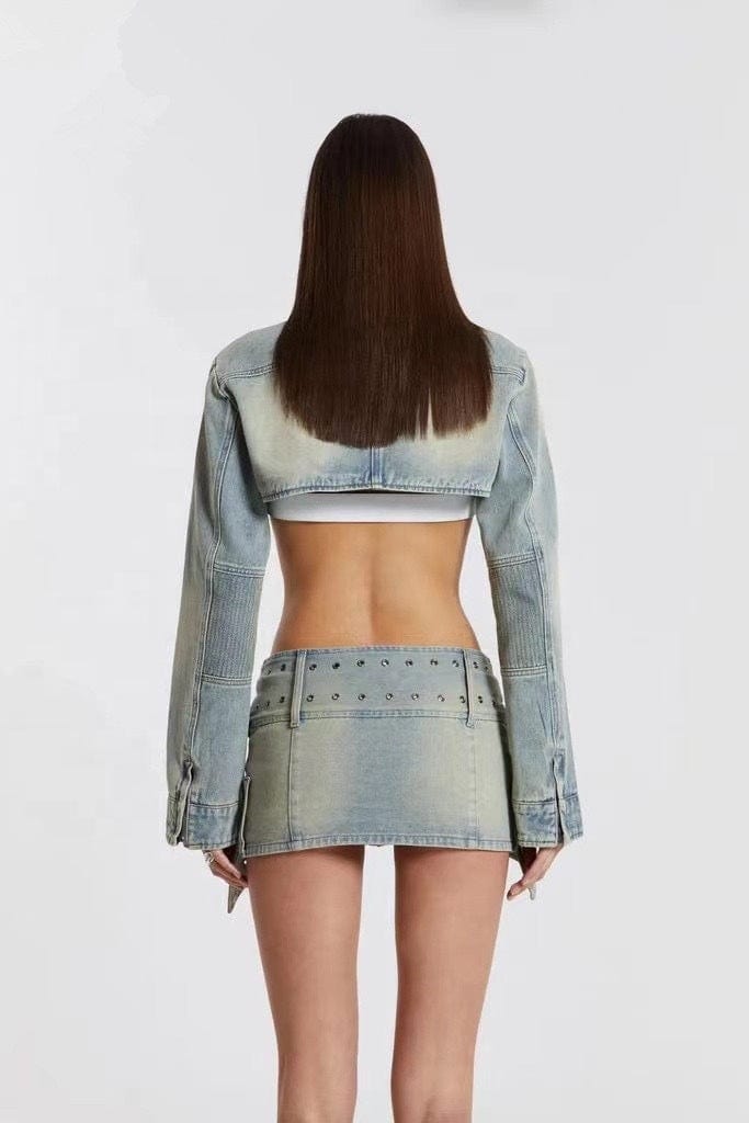 OUDINA New Fashion Washed Pu Leather Skirts Double-breasted Hot Girl Sexy Mini Low Waist Skirt For Women