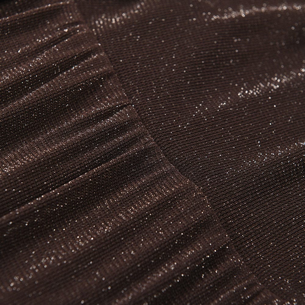 OUDINA New Hollow Stretch Lantern Sleeve Bright Silk Long Evening Dress Elegant Casual Dresses Women