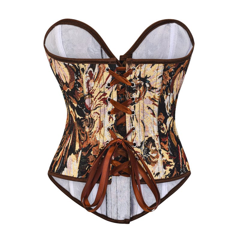 OUDINA New Oil Painting Style Corset Strappy Bone Chest Waist Trainer Femme Corset For Women Corset Top