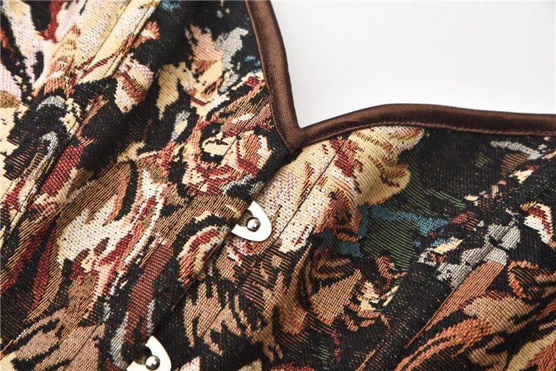 OUDINA New Oil Painting Style Corset Strappy Bone Chest Waist Trainer Femme Corset For Women Corset Top