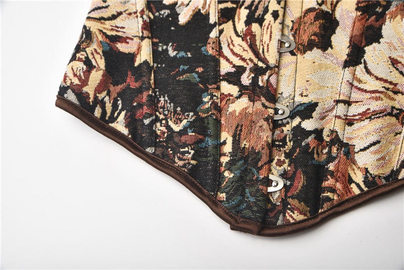 OUDINA New Oil Painting Style Corset Strappy Bone Chest Waist Trainer Femme Corset For Women Corset Top