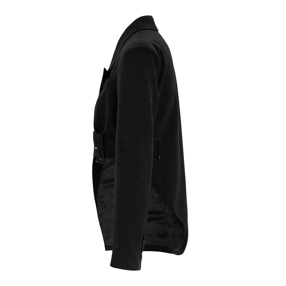 OUDINA New Trendy Contrast Color Black White Asymmetric Ladies Suit Jacket Blazer Woman