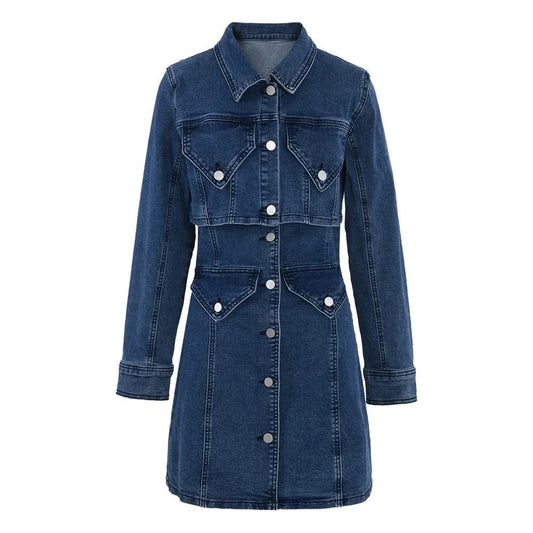 OUDINA New Vintage Tube Top Denim Skirt Set For Ladies Spring And Short Jacket Sets For Women Two Pieces