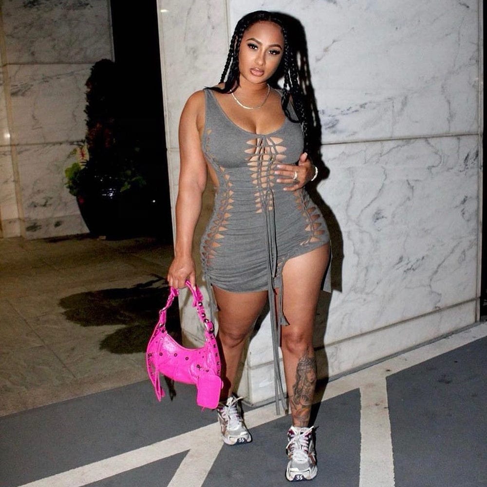 OUDINA New Wrap Chest Zipper Stitching Short Bodycon Wash Jean Dresses Denim Dress Women