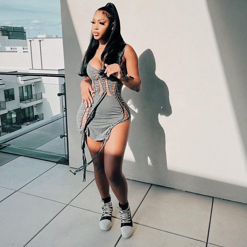 OUDINA New Wrap Chest Zipper Stitching Short Bodycon Wash Jean Dresses Denim Dress Women