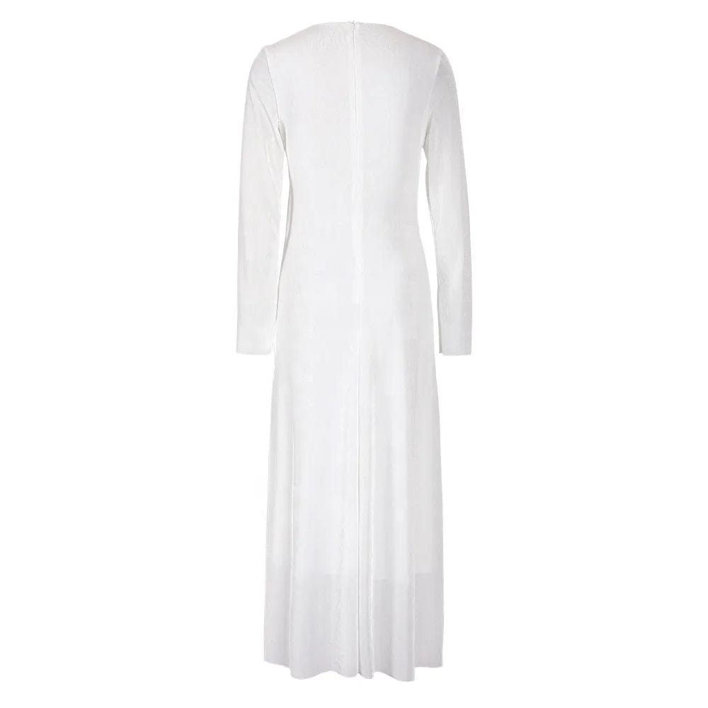 OUDINA Niche Design Asymmetrical Knitted Long Dresses For Women New Twist Elegant Alim Maxi Dress Ladies