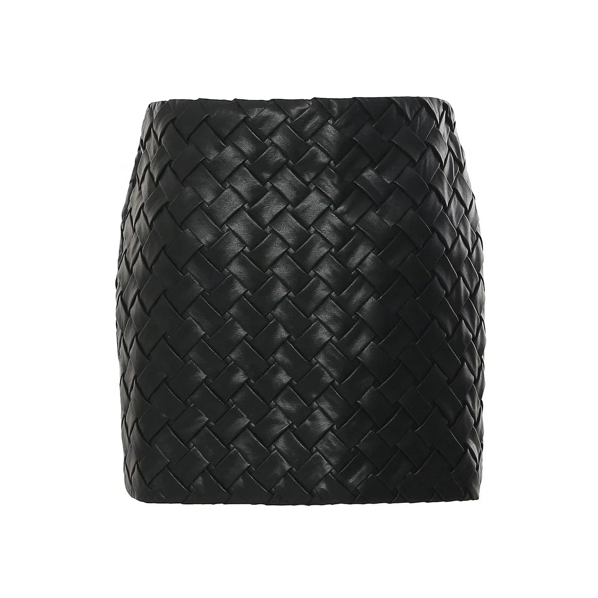 OUDINA Street Fashion Winter Pocket Zipper Braid Mini PU Leather Skirt Short Womens Skirts