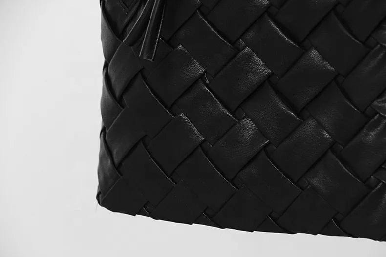 OUDINA Street Fashion Winter Pocket Zipper Braid Mini PU Leather Skirt Short Womens Skirts