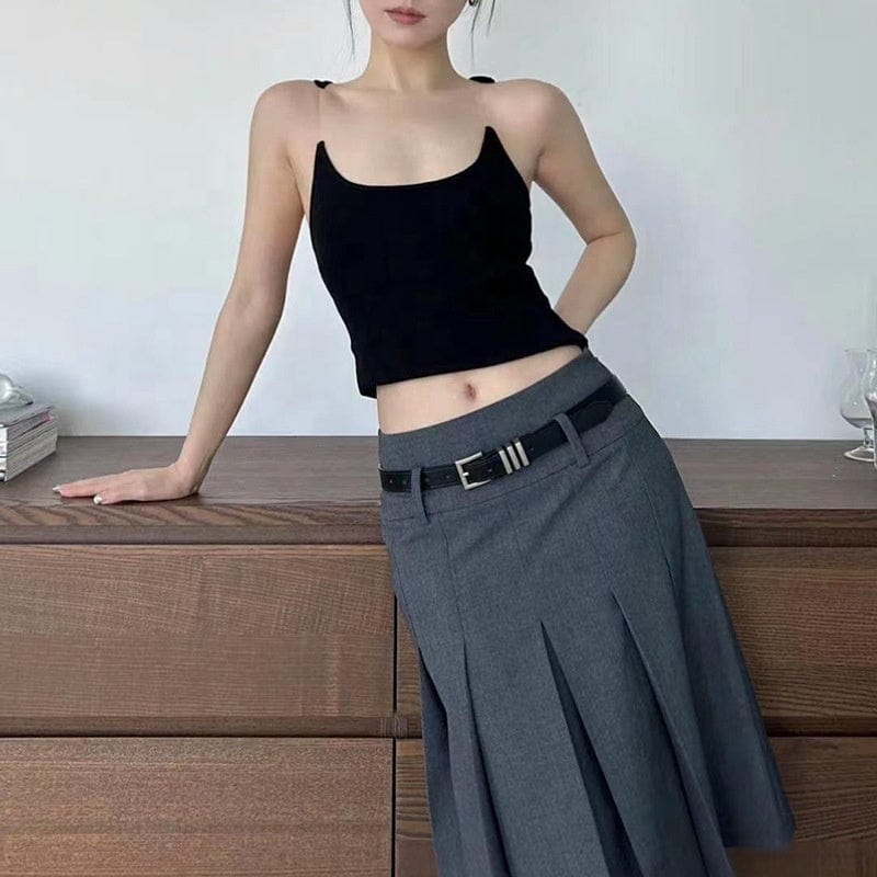 OUDINA Summer Cheap High Quality Fishing Line Solid Color Elastic Female Tshirt Vest Crop Top For Women Cute Tops