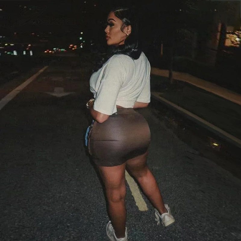 OUDINA Trendy Wholesale Solid Color High Waist  Big Pocket Zipper Sexy Mini Cargo Short Skirts For Women Skirt