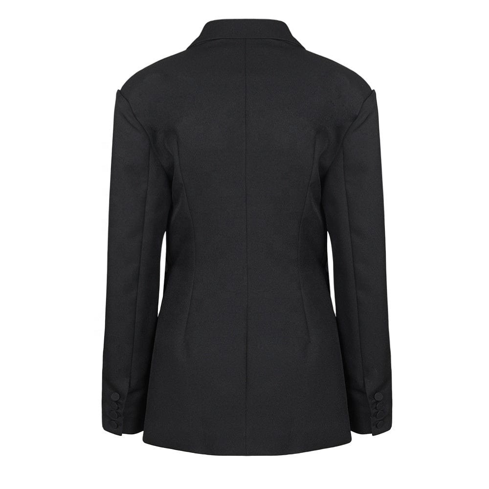 OUDINA Unique Stylish Irregular Pleated Single Button Elegant Satin Suits And Blazers Ladies Women Jacket Blazer