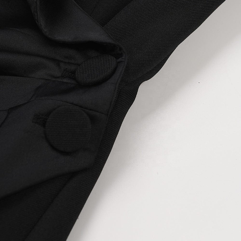 OUDINA Unique Stylish Irregular Pleated Single Button Elegant Satin Suits And Blazers Ladies Women Jacket Blazer