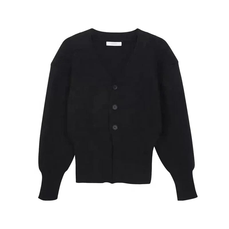 OUDINA Wholesale Autumn Short V Neck Sweater Design Top Retro Lazy Solid Color Knit Cardigan Womens Sweaters