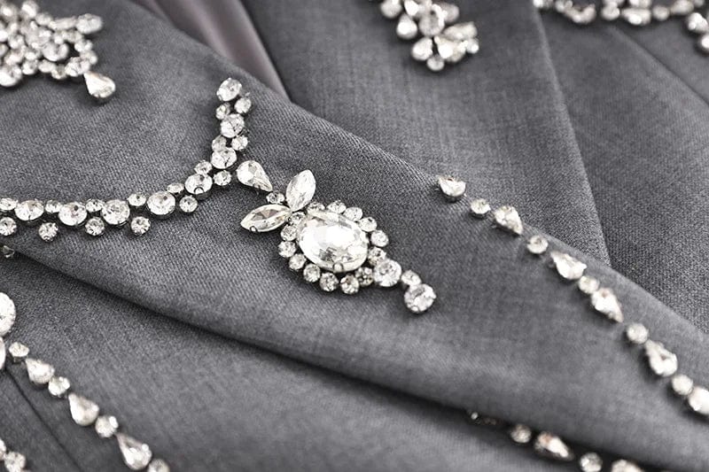 OUDINA Wholesale High Fashionable Blazer Ladies Women Button Satin Collar Suit Dress Women's Suits Blazers