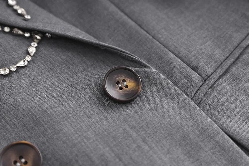 OUDINA Wholesale High Fashionable Blazer Ladies Women Button Satin Collar Suit Dress Women's Suits Blazers