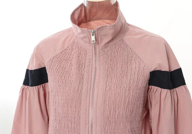 OUDINA Wholesale Manufacturer LOGO Customize Bomber Flying Irregular Pink Baseball Jackets Female Varsity Jacket Women