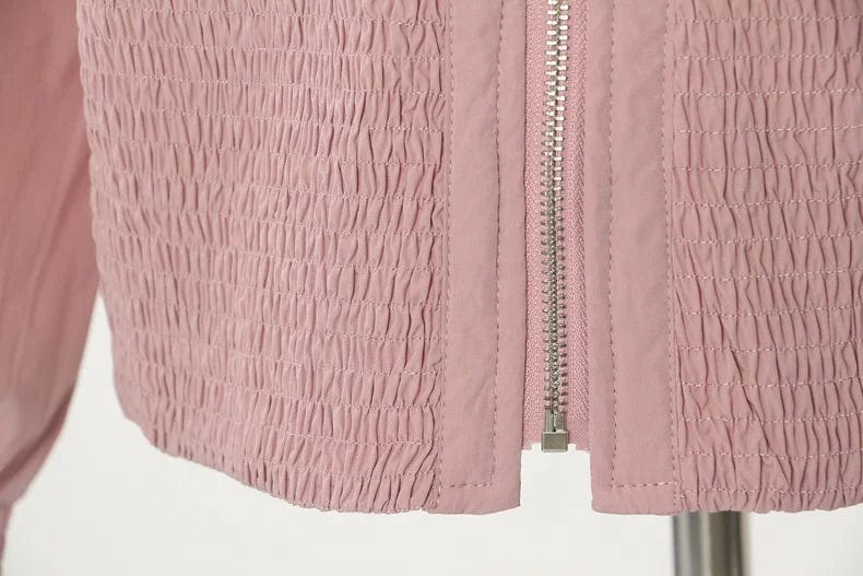 OUDINA Wholesale Manufacturer LOGO Customize Bomber Flying Irregular Pink Baseball Jackets Female Varsity Jacket Women