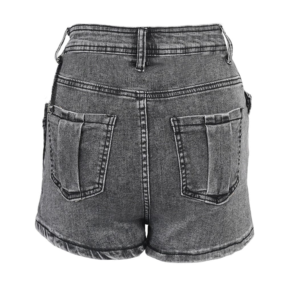 OUDINA Wholesale New Asymmetrical Gray Culottes De Femmes Casual Jean Short Denim Shorts For Women