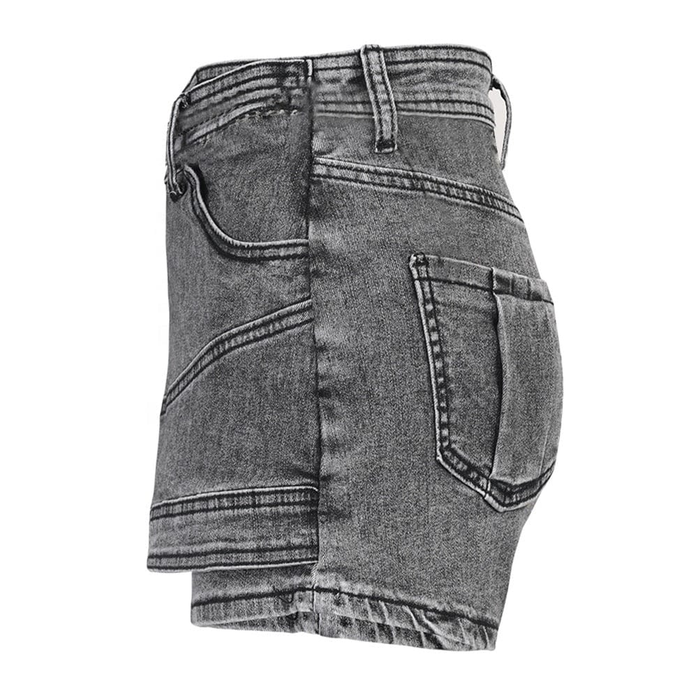 OUDINA Wholesale New Asymmetrical Gray Culottes De Femmes Casual Jean Short Denim Shorts For Women