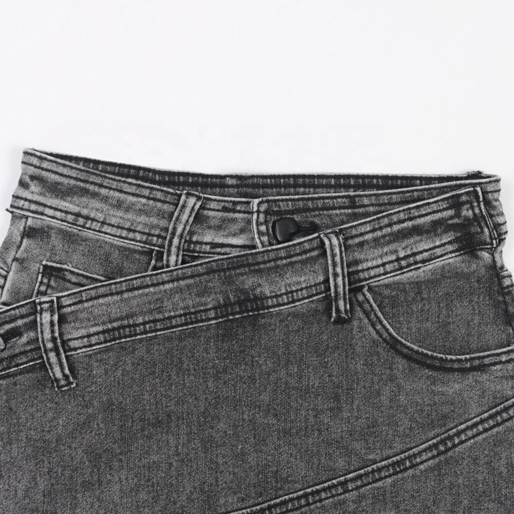 OUDINA Wholesale New Asymmetrical Gray Culottes De Femmes Casual Jean Short Denim Shorts For Women