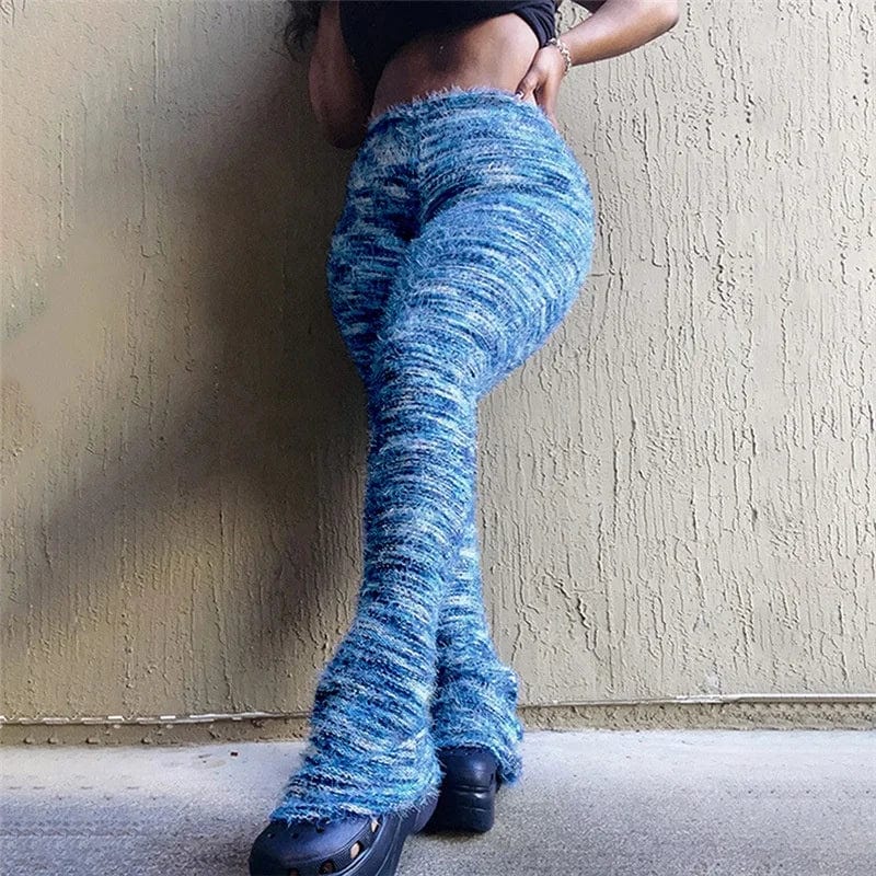 OUDINA Wholesale New Fashion Street High Waisted Hip-lifting Tight Wide-leg Casual Trouser For Women