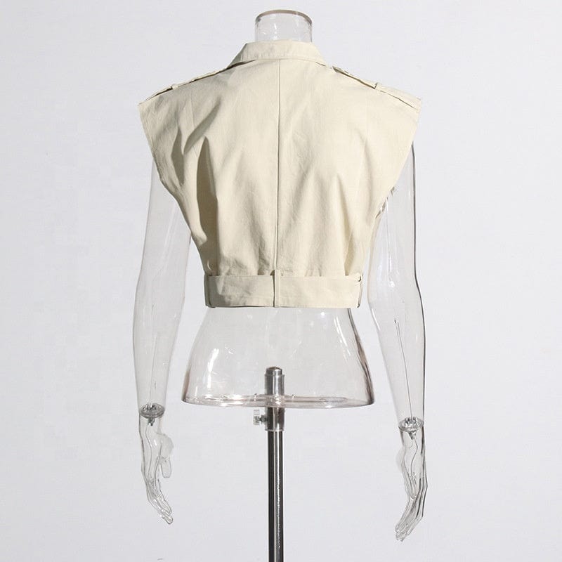 OUDINA Wholesale New Vintage Casual Short Multi-pocket Sleeveless Vest  Cargo Top Women's Crop Tops For Women