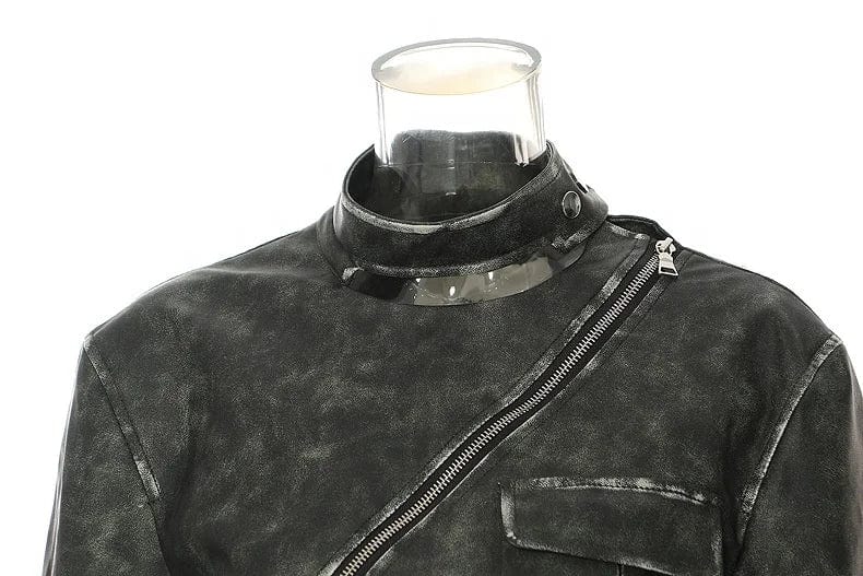 OUDINA Winter Fashion Latest Design Irregularly Locomotive Cool Motorcycle PU Women Leather Jacket