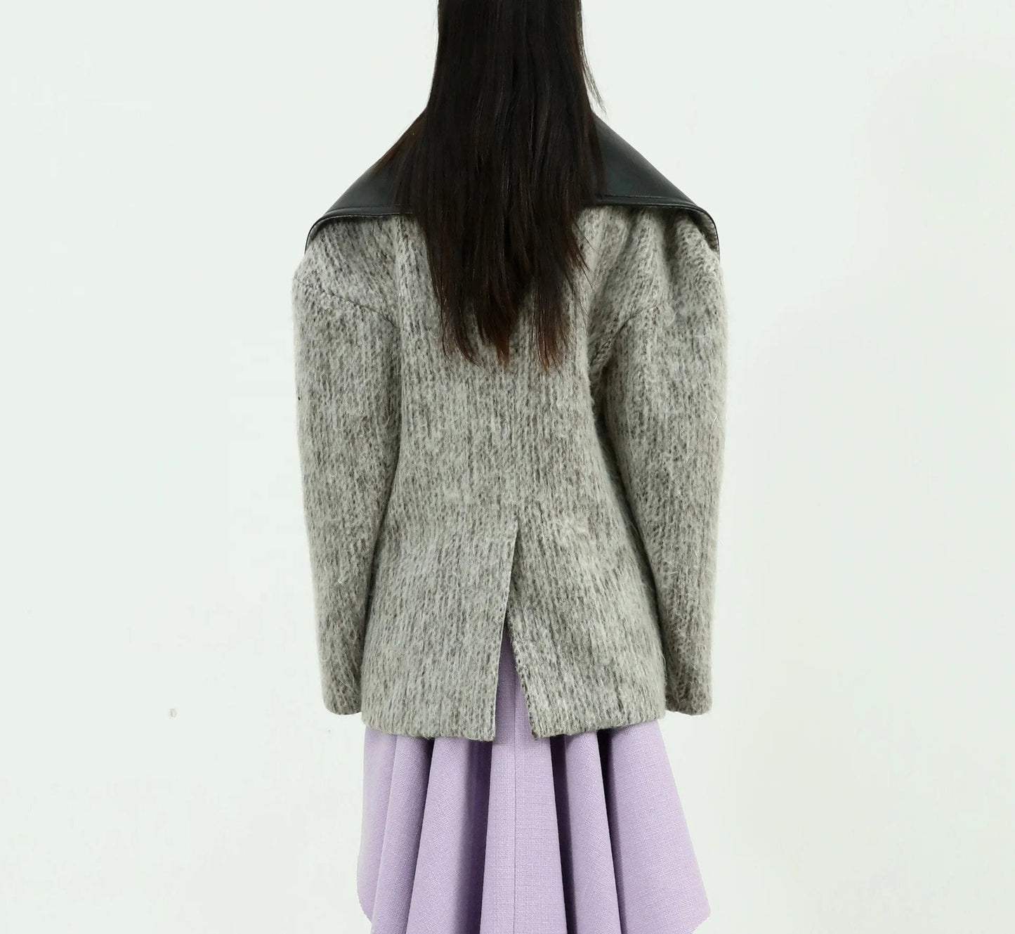 OUDINA Winter New Silhouette Drop Shoulder Contrast Color Jacket Texture Ladies Woolen Coat For Women