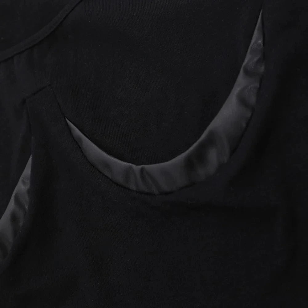 OUDINA Women's Clothing New Tops Sexy Slim Fit Bottoming Shirt Hollow Stitching PU Cuff Design Knitted Top