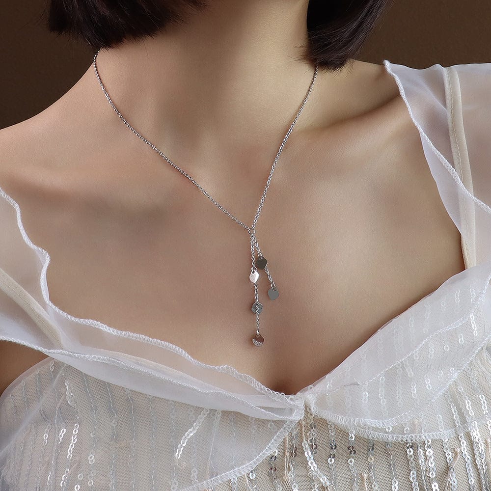 P014 steel tassel peach heart necklace 405cm New Luxury Long Tassel Heart Pendant Necklace Gold Color Drop Necklaces for Women Fashion Jewelry Gift