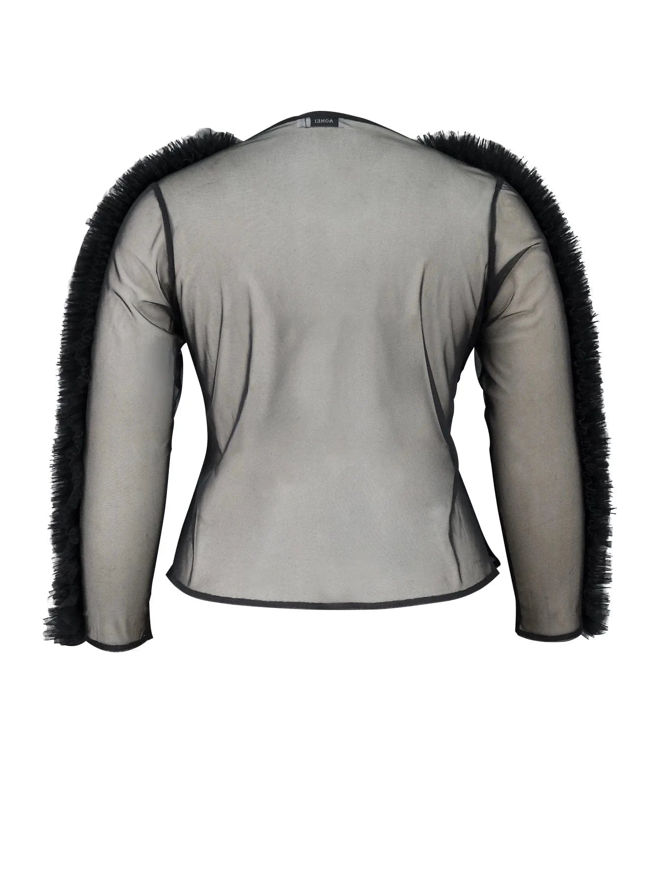 P230 Sexy See Through Long Sleeve V Neck Mesh Patchwork Tops