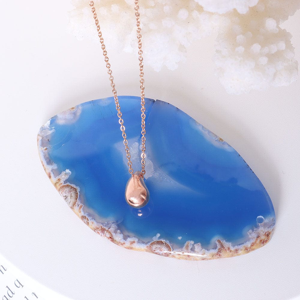 P510 rose gold small necklace 40 5cm Minimalist Stainless Steel Gold Waterdrop Pendant Necklace for Women Classic Exquisite Metal Neck Jewelry