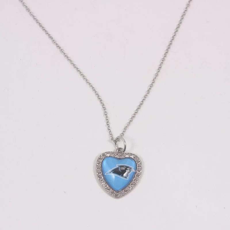 panthers New Arrival 32 designs rhinestone heart American football pendant charms accessories stainless steel necklace heart necklace